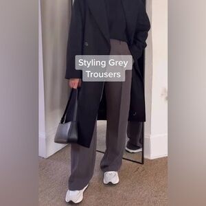 Aritzia Wilfred Alanya Gray Trouser Wide Leg Pants